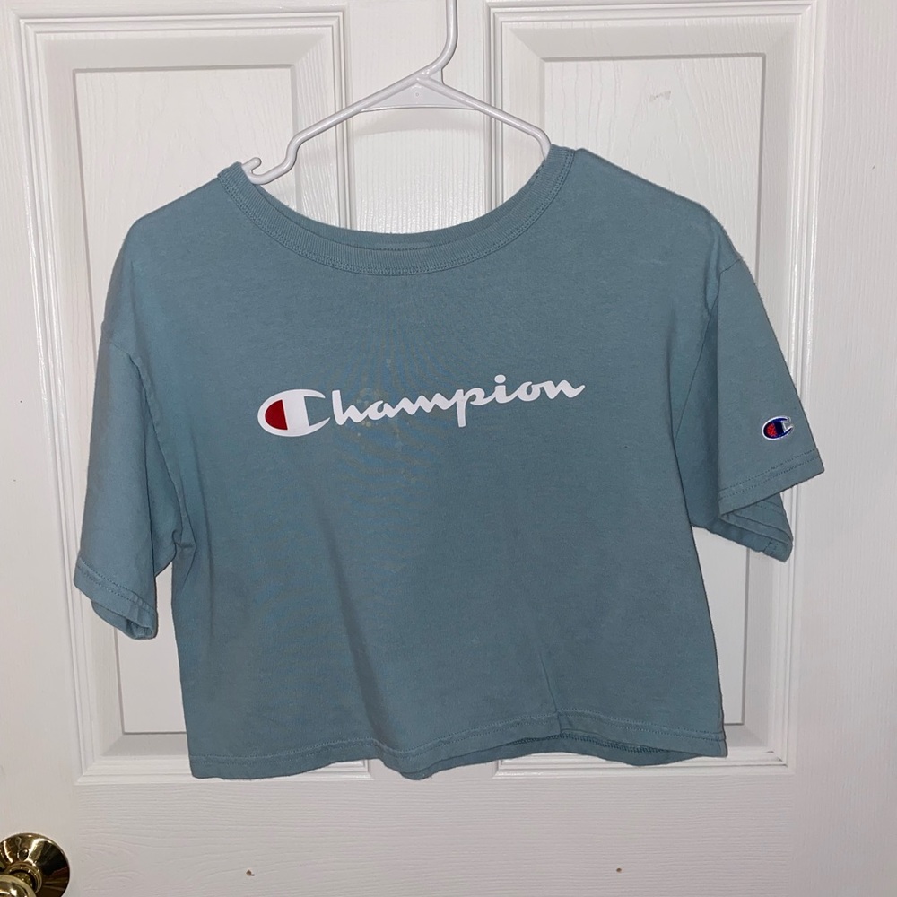 blue champion crop top